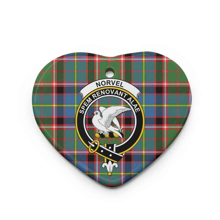 Scottish Norvel Clan Crest Tartan Ceramic Ornament Heart Shape Tartan Plaid