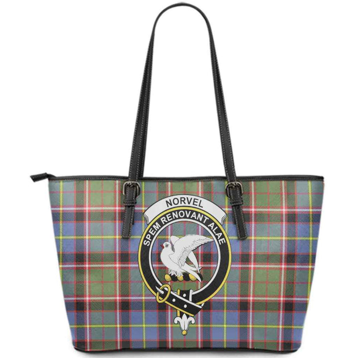 Scottish Norvel Clan Crest Tartan Leather Tote Tartan Plaid