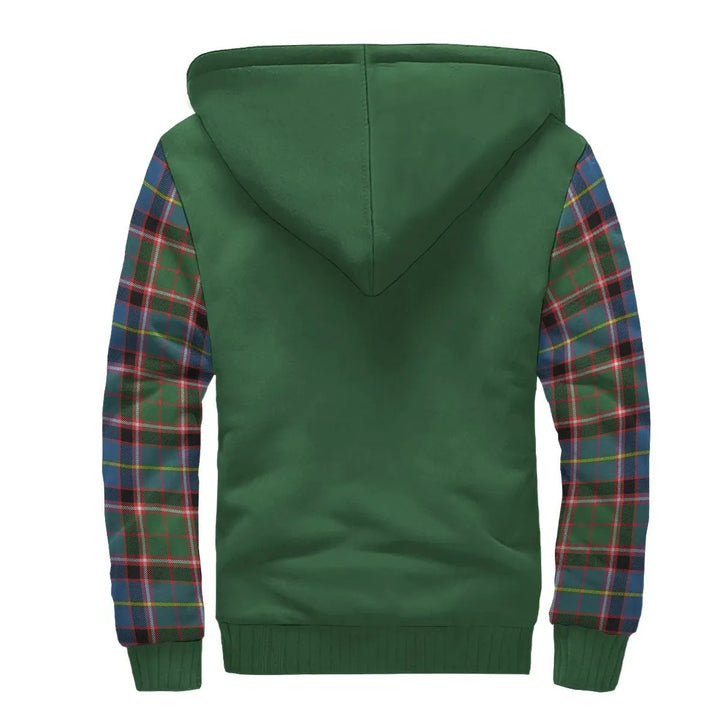 Scottish Norvel Clan Crest Tartan Plaid Sleeve Sherpa Hoodie