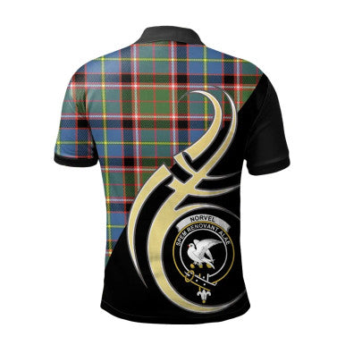 Scottish Norvel Clan Crest Tartan Polo Shirt Believe in Me Back Side Tartan Plaid