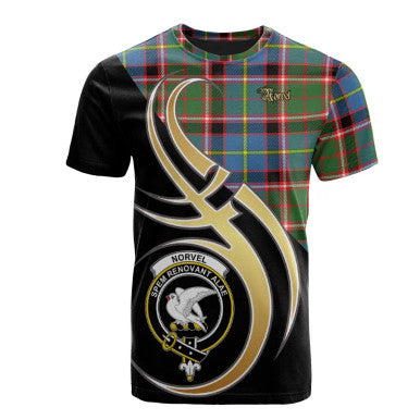 Scottish Norvel Clan Crest Tartan T-Shirt Believe in Me Front Side Tartan Plaid