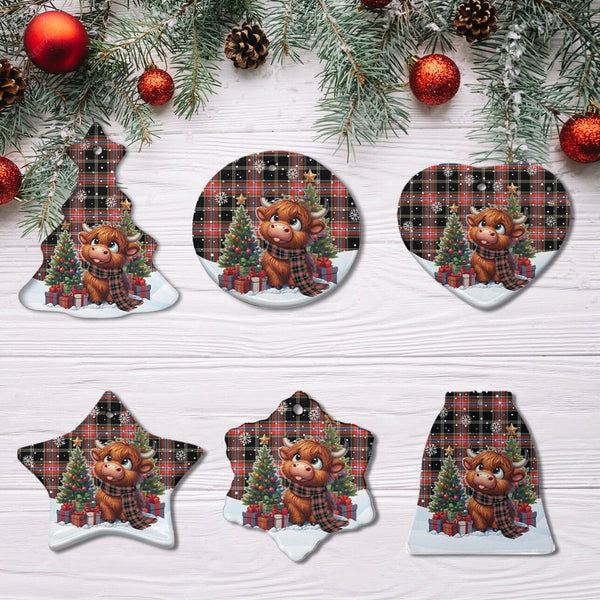Scottish Norwegian Night Clan Tartan Ceramic Ornament Cute Highland Cow Christmas All Style Tartan Plaid