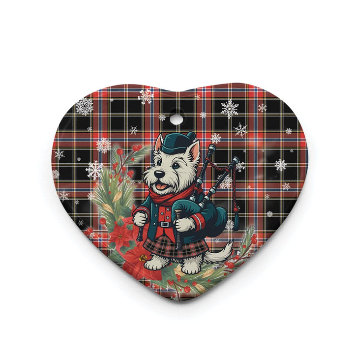 Scottish Norwegian Night Clan Tartan Ceramic Ornament Cute Scottish Terrier Dog Heart Style Tartan Plaid