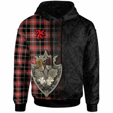 Scottish Norwegian Night Clan Tartan Hoodie - Half Thistle Flowers Celtic Design Front Side Tartan Plaid
