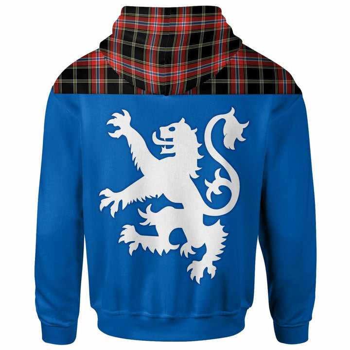 Scottish Norwegian Night Clan Tartan Hoodie - Lion Rampant of Scotland With Flag back Side Tartan Plaid