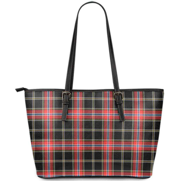 Scottish Norwegian Night Clan Tartan Leather Tote Tartan Plaid