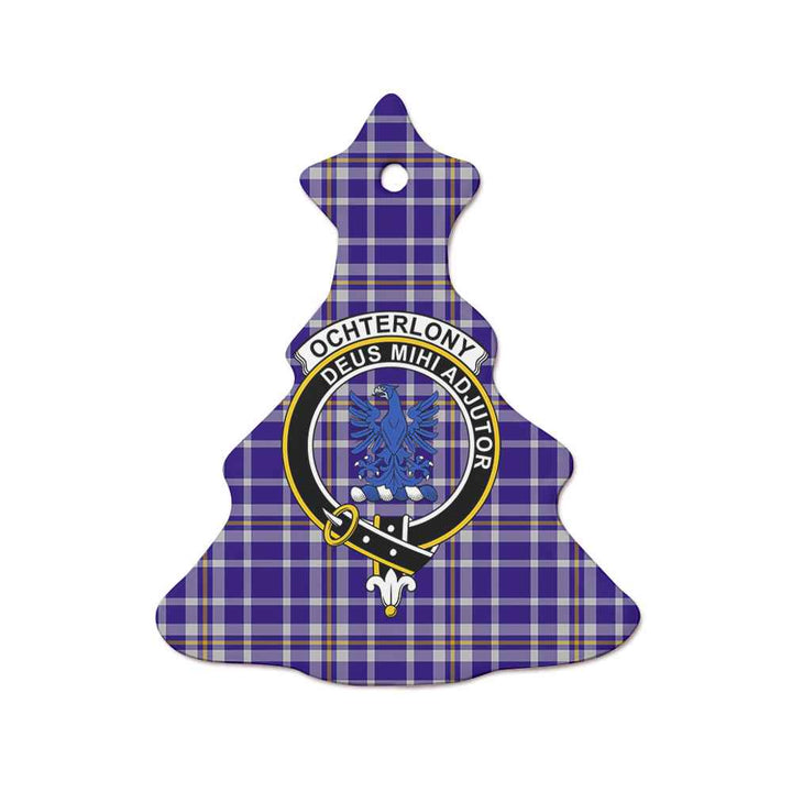 Scottish Ochterlony Clan Crest Tartan Ceramic Ornament Tree Shape Tartan Plaid