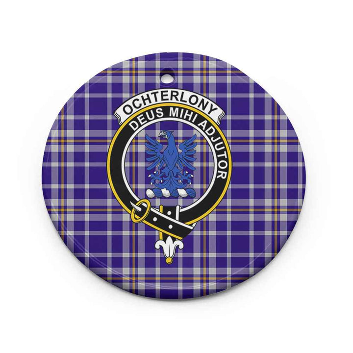 Scottish Ochterlony Clan Crest Tartan Ceramic Ornament Circle Shape Tartan Plaid