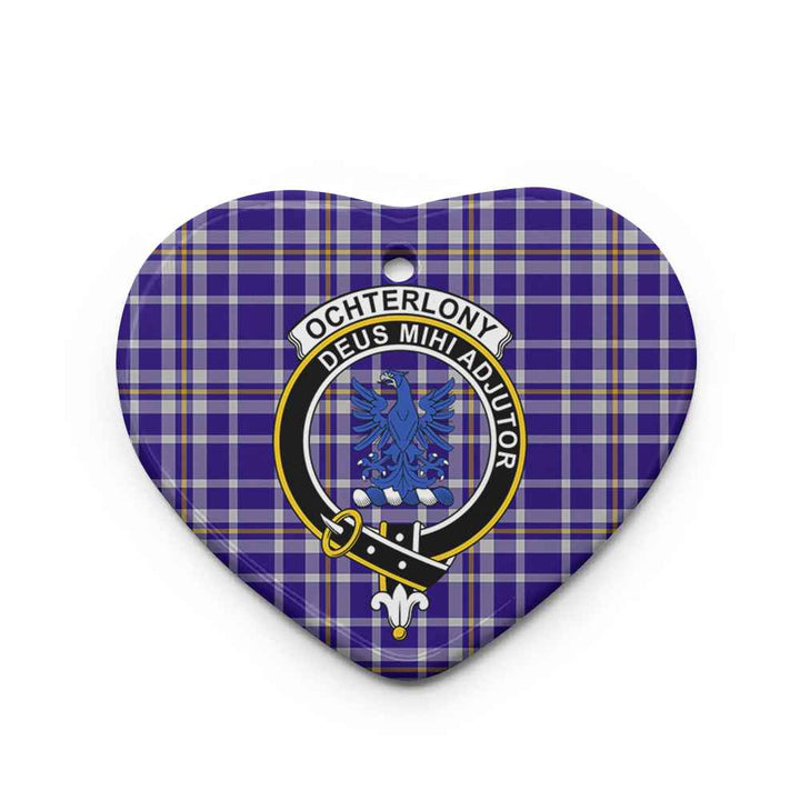 Scottish Ochterlony Clan Crest Tartan Ceramic Ornament Heart Shape Tartan Plaid