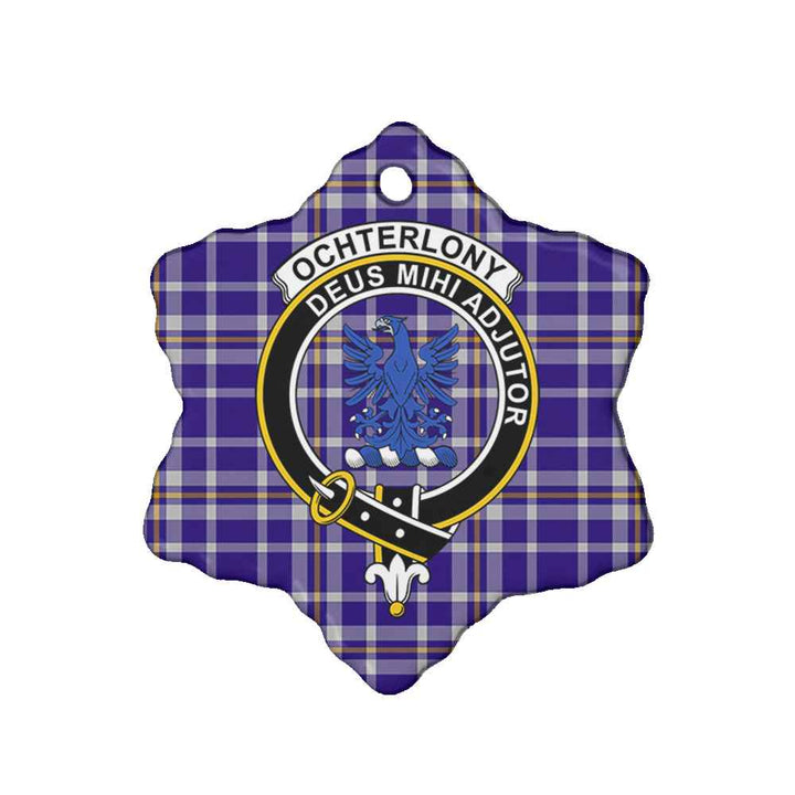 Scottish Ochterlony Clan Crest Tartan Ceramic Ornament Snow Flake Shape Tartan Plaid
