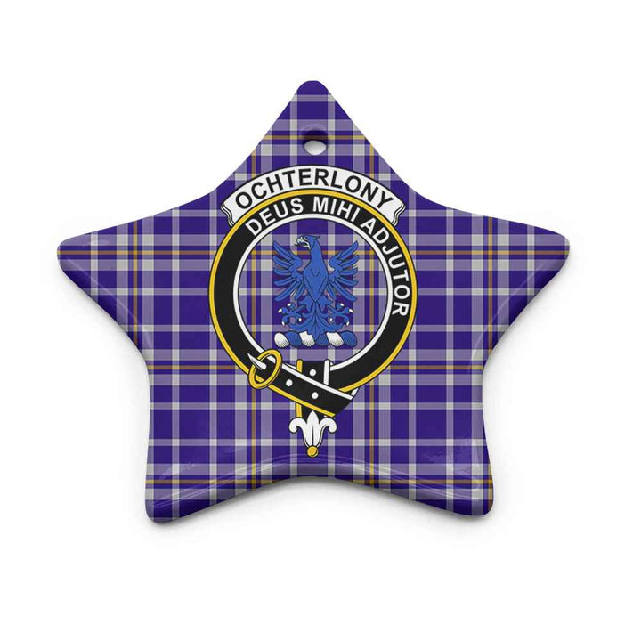 Scottish Ochterlony Clan Crest Tartan Ceramic Ornament Star Shape Tartan Plaid