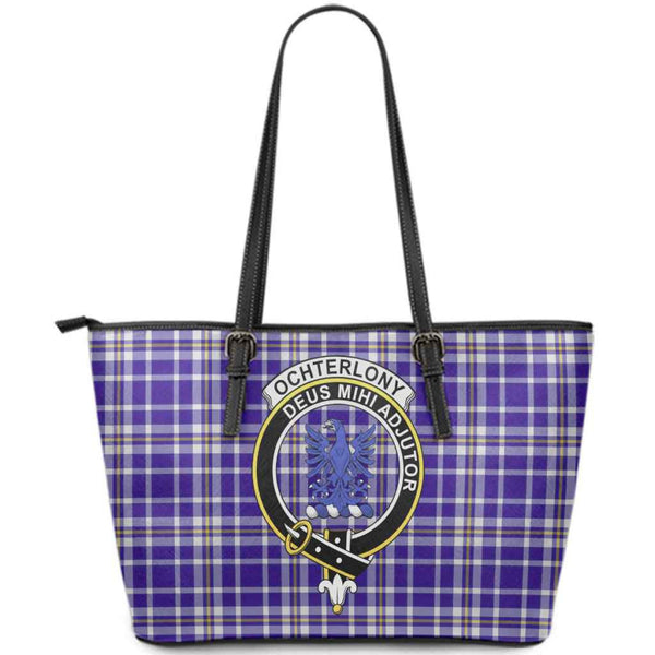 Scottish Ochterlony Clan Crest Tartan Leather Tote Tartan Plaid