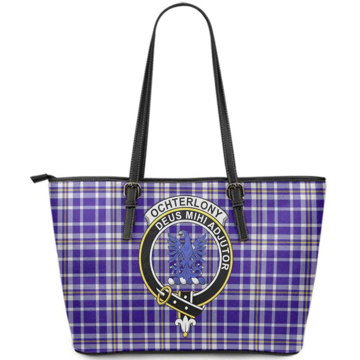 Scottish Ochterlony Clan Crest Tartan Leather Tote Tartan Plaid