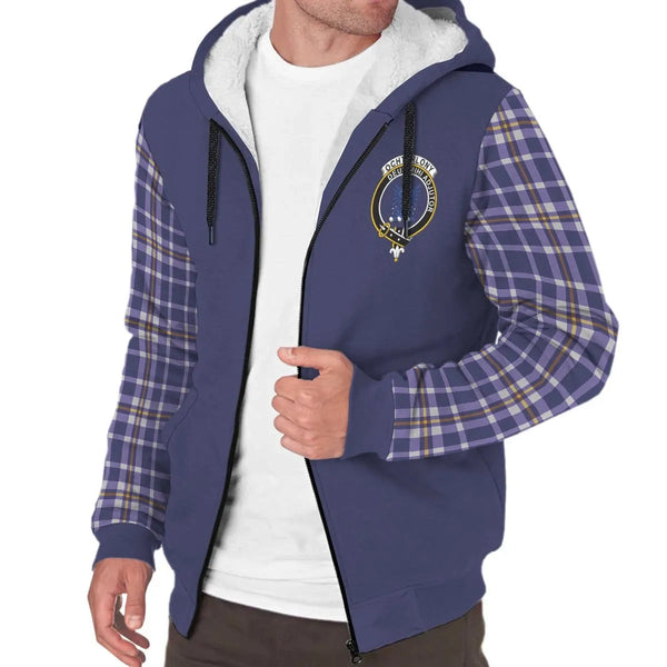 Scottish Ochterlony Clan Crest Tartan Plaid Sleeve Sherpa Hoodie
