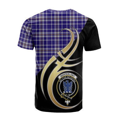 Scottish Ochterlony Clan Crest Tartan T-Shirt Believe in Me Back Side Tartan Plaid