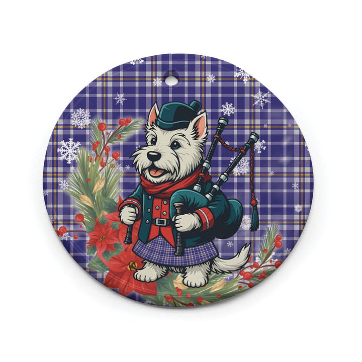 Scottish Ochterlony Clan Tartan Ceramic Ornament Cute Scottish Terrier Dog Circle Style Tartan Plaid