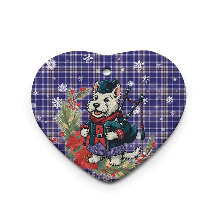 Scottish Ochterlony Clan Tartan Ceramic Ornament Cute Scottish Terrier Dog Heart Style Tartan Plaid