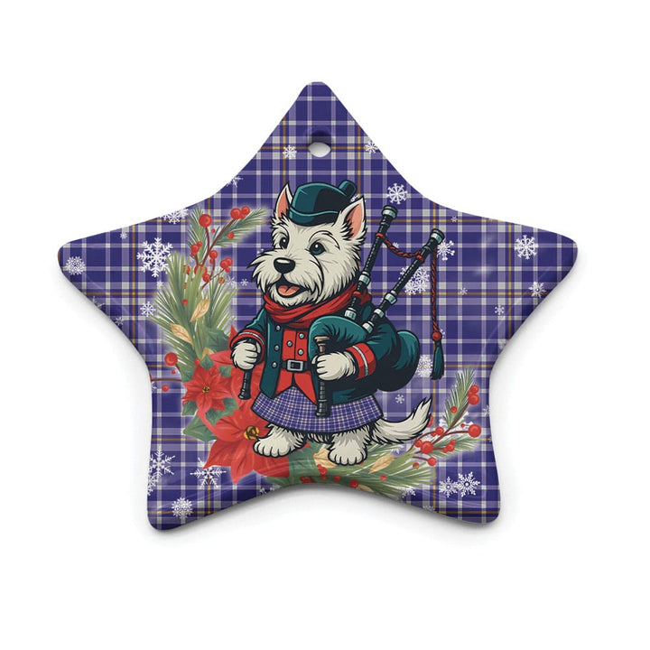 Scottish Ochterlony Clan Tartan Ceramic Ornament Cute Scottish Terrier Dog Star Style Tartan Plaid