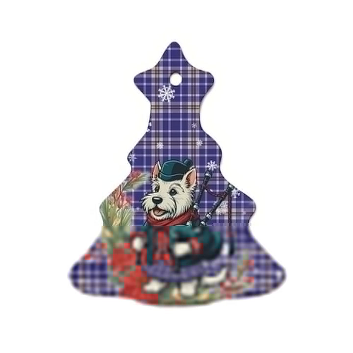 Scottish Ochterlony Clan Tartan Ceramic Ornament Cute Scottish Terrier Dog Tree Style Tartan Plaid