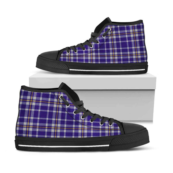 Scottish Ochterlony Clan Tartan High Top Shoes Black Sole Tartan Plaid