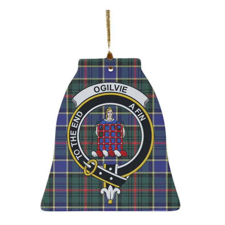 Scottish Ogilvie Clan Crest Tartan Ceramic Ornament Bell Shape Tartan Plaid