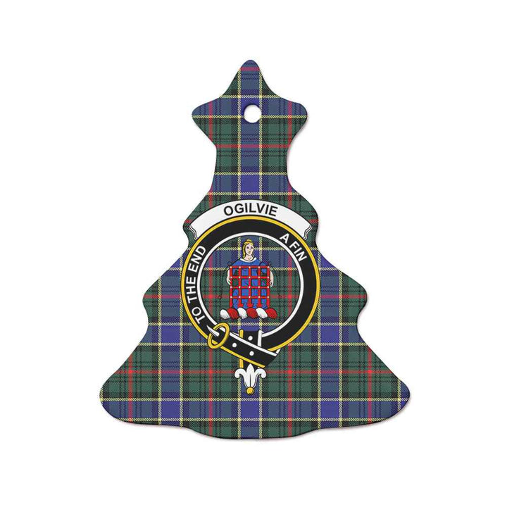 Scottish Ogilvie Clan Crest Tartan Ceramic Ornament Tree Shape Tartan Plaid