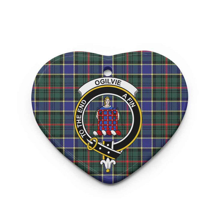 Scottish Ogilvie Clan Crest Tartan Ceramic Ornament Heart Shape Tartan Plaid
