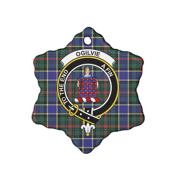 Scottish Ogilvie Clan Crest Tartan Ceramic Ornament Snow Flake Shape Tartan Plaid