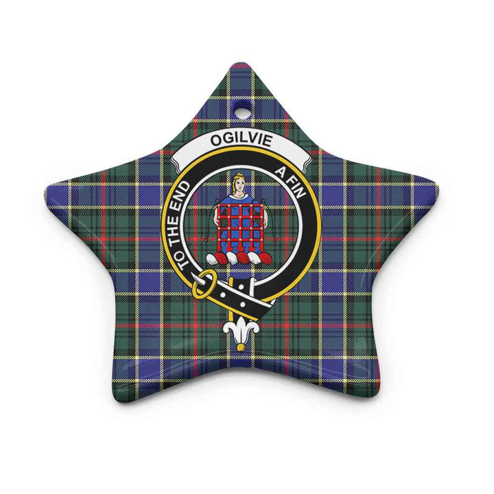 Scottish Ogilvie Clan Crest Tartan Ceramic Ornament Star Shape Tartan Plaid