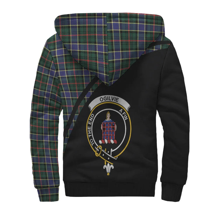 Scottish Ogilvie Clan Crest Tartan Curve Sherpa Hoodie