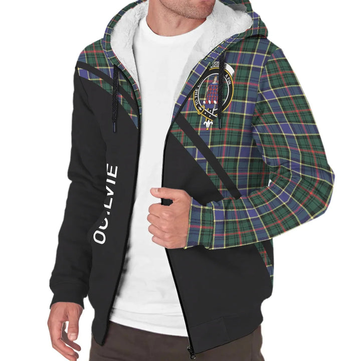 Scottish Ogilvie Clan Crest Tartan Curve Sherpa Hoodie
