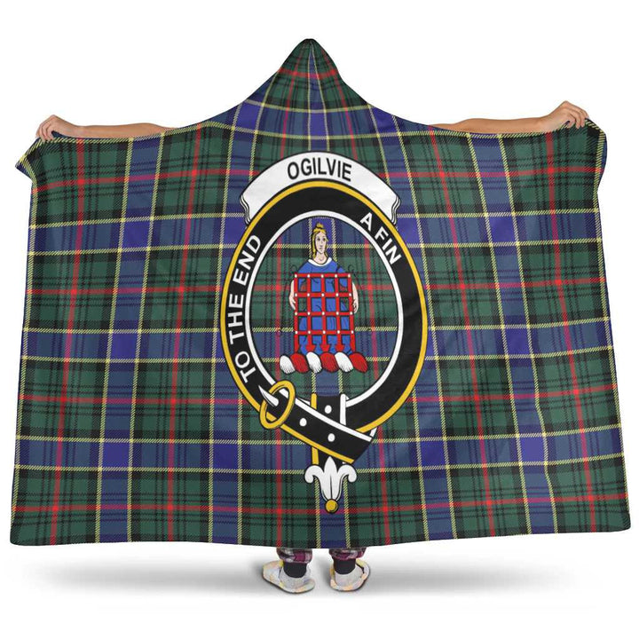 Scottish Ogilvie Clan Crest Tartan Hooded Blanket Tartan Plaid 1