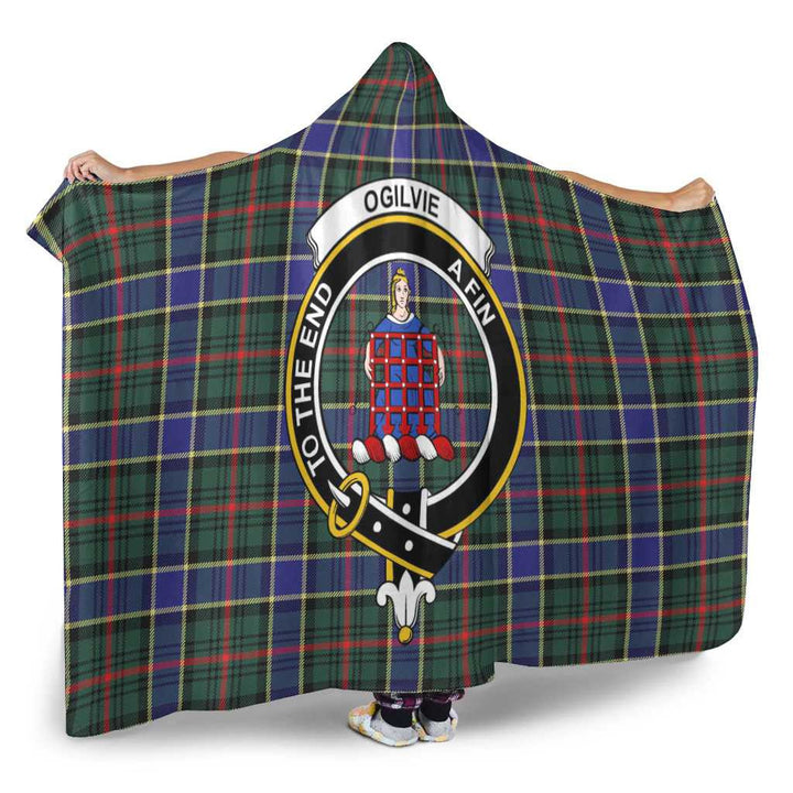 Scottish Ogilvie Clan Crest Tartan Hooded Blanket Tartan Plaid 2