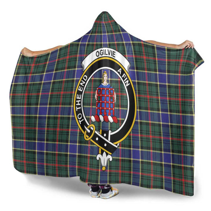 Scottish Ogilvie Clan Crest Tartan Hooded Blanket Tartan Plaid 3