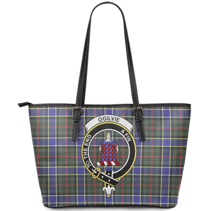 Scottish Ogilvie Clan Crest Tartan Leather Tote Tartan Plaid