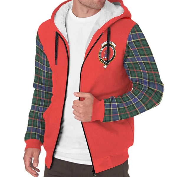 Scottish Ogilvie Clan Crest Tartan Plaid Sleeve Sherpa Hoodie