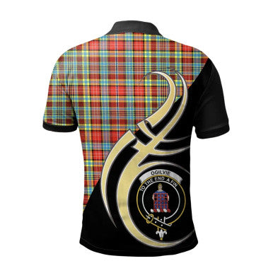 Scottish Ogilvie Clan Crest Tartan Polo Shirt Believe in Me Back Side Tartan Plaid
