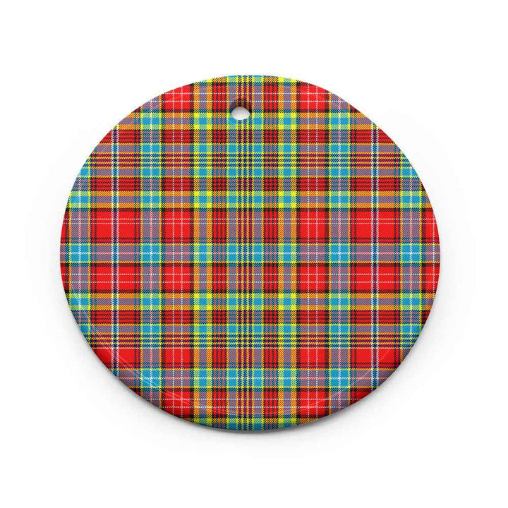 Scottish Ogilvie Clan Tartan Ceramic Ornament Circle Shape Tartan Plaid