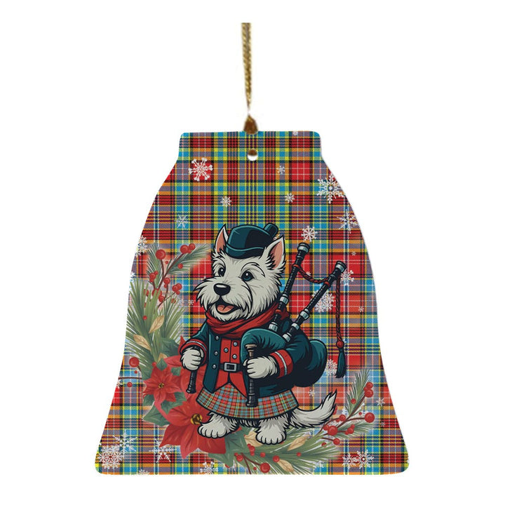 Scottish Ogilvie Clan Tartan Ceramic Ornament Cute Scottish Terrier Dog Bell Style Tartan Plaid