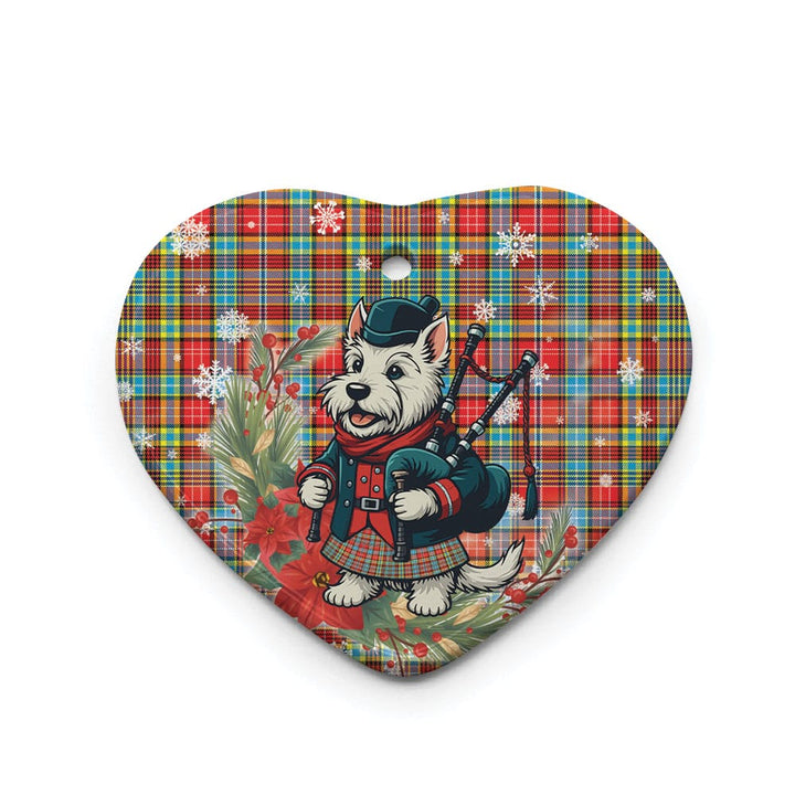 Scottish Ogilvie Clan Tartan Ceramic Ornament Cute Scottish Terrier Dog Heart Style Tartan Plaid