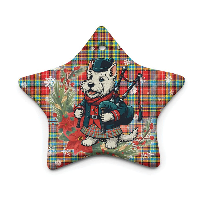 Scottish Ogilvie Clan Tartan Ceramic Ornament Cute Scottish Terrier Dog Star Style Tartan Plaid