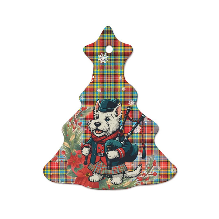 Scottish Ogilvie Clan Tartan Ceramic Ornament Cute Scottish Terrier Dog Tree Style Tartan Plaid