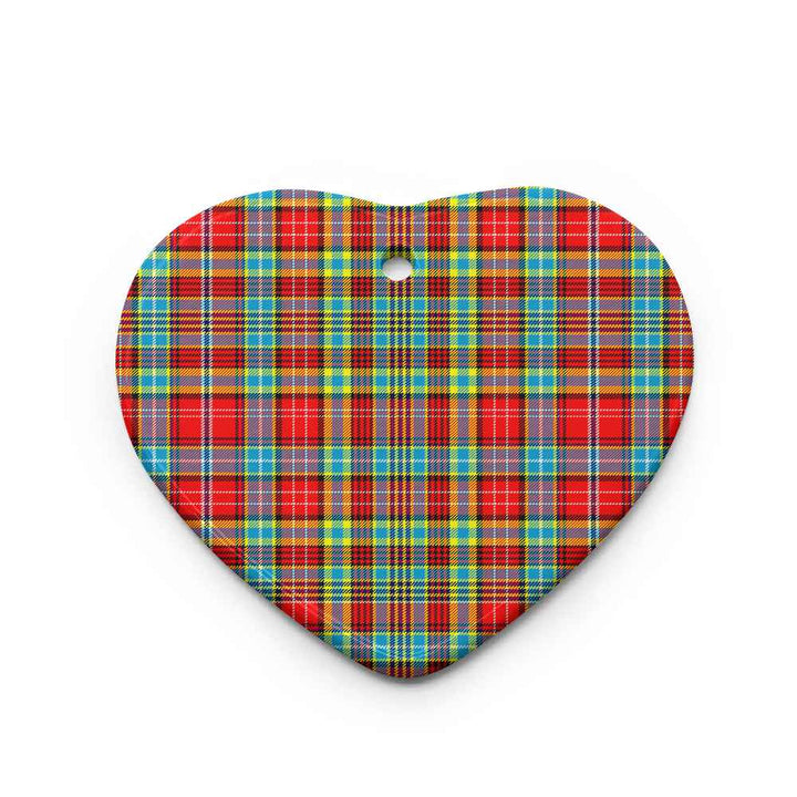Scottish Ogilvie Clan Tartan Ceramic Ornament Heart Shape Tartan Plaid