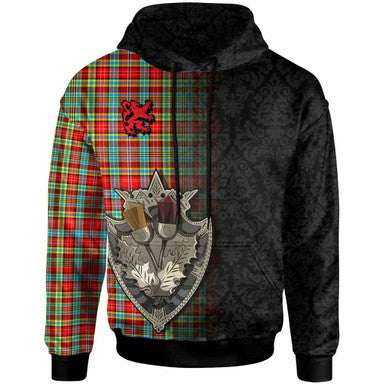 Scottish Ogilvie Clan Tartan Hoodie - Half Thistle Flowers Celtic Design Front Side Tartan Plaid