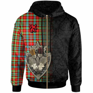 Scottish Ogilvie Clan Tartan Hoodie - Half Thistle Flowers Celtic Design Zip-up Tartan Plaid