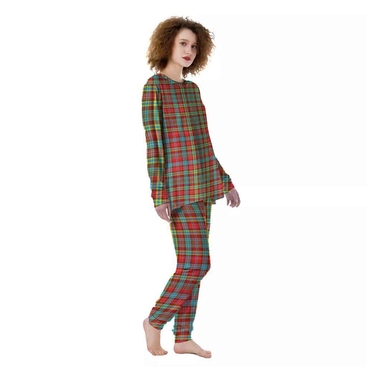 Scottish Ogilvie Clan Tartan Pajama Set Women Front Side Tartan Plaid