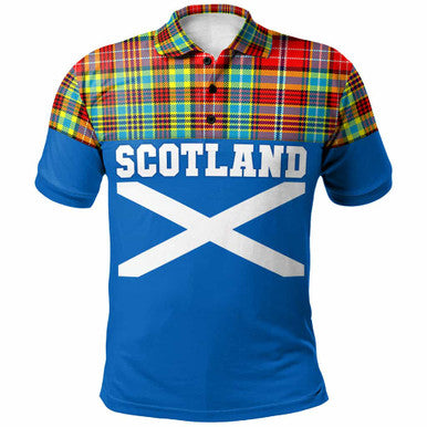 Scottish Ogilvie Clan Tartan Polo Shirt - Lion Rampant of Scotland With Flag Front Side Tartan Plaid
