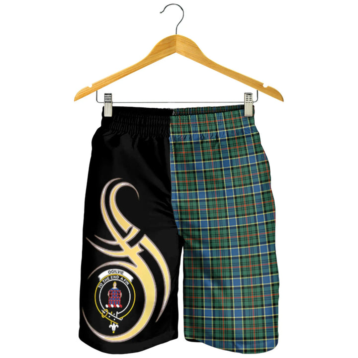 Scottish Ogilvie Hunting Ancient Clan Crest Tartan Believe in Me Men's Shorts