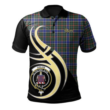 Scottish Ogilvie Hunting Modern Clan Crest Tartan Polo Shirt Believe in Me Front Side Tartan Plaid