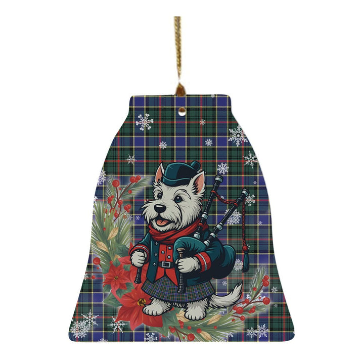 Scottish Ogilvie Hunting Modern Clan Tartan Ceramic Ornament Cute Scottish Terrier Dog Bell Style Tartan Plaid